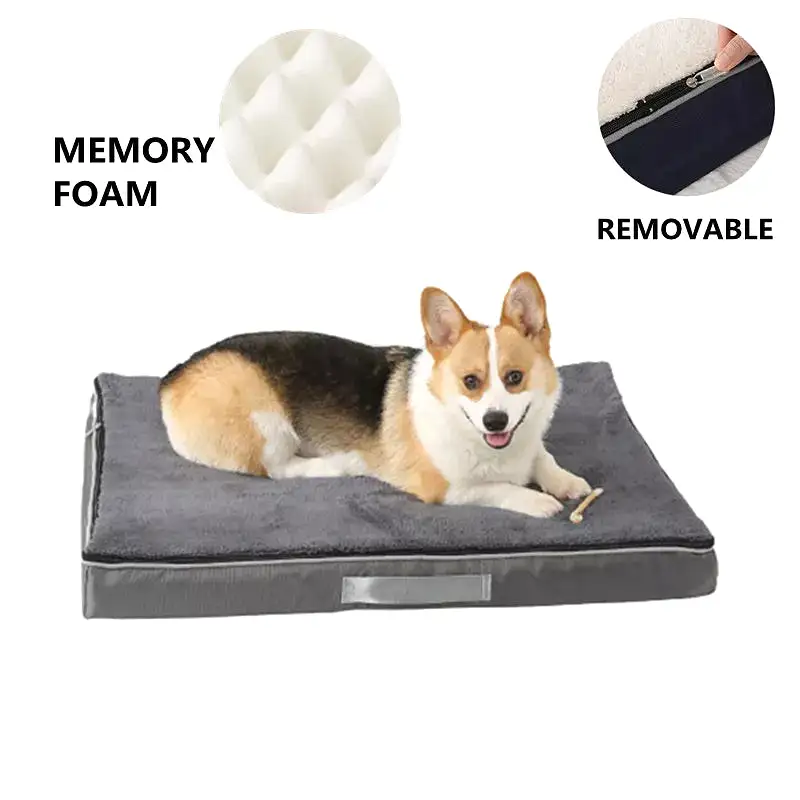 Large Shredded Plush Memory Foam Dog Bed with Removable Washable Cover Orthopedic Pet Cat Mat Cushion with Waterproof Lining