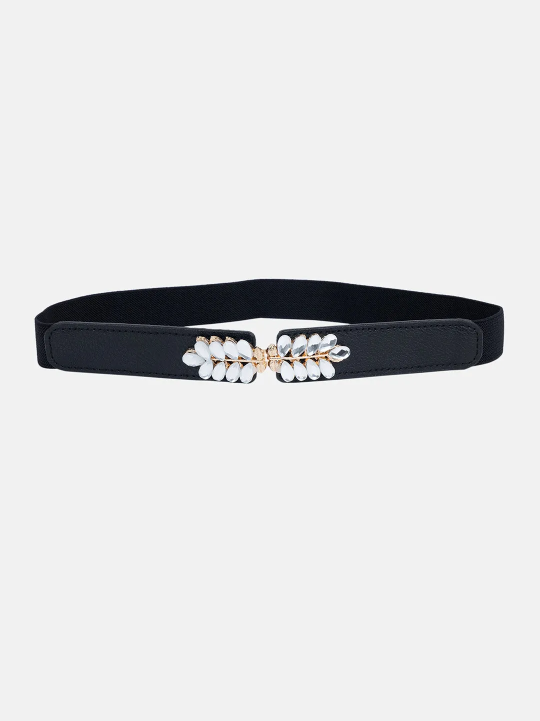 Leaf Rhinestone Buckle Belt