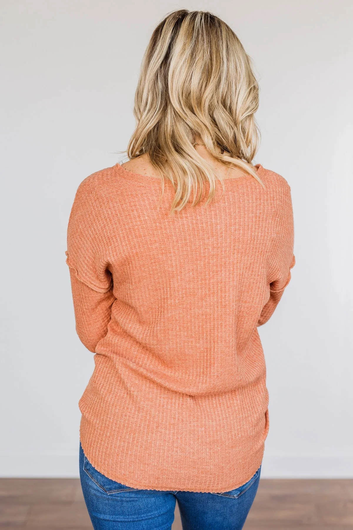 Leap Of Faith Long Sleeve Knit Top- Dusty Orange