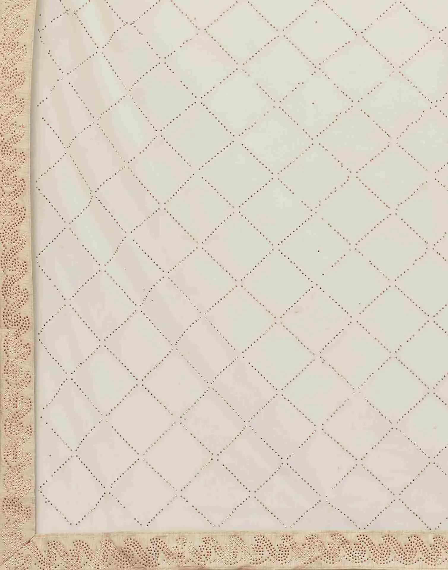 Light Beige Net Plain Printed Saree