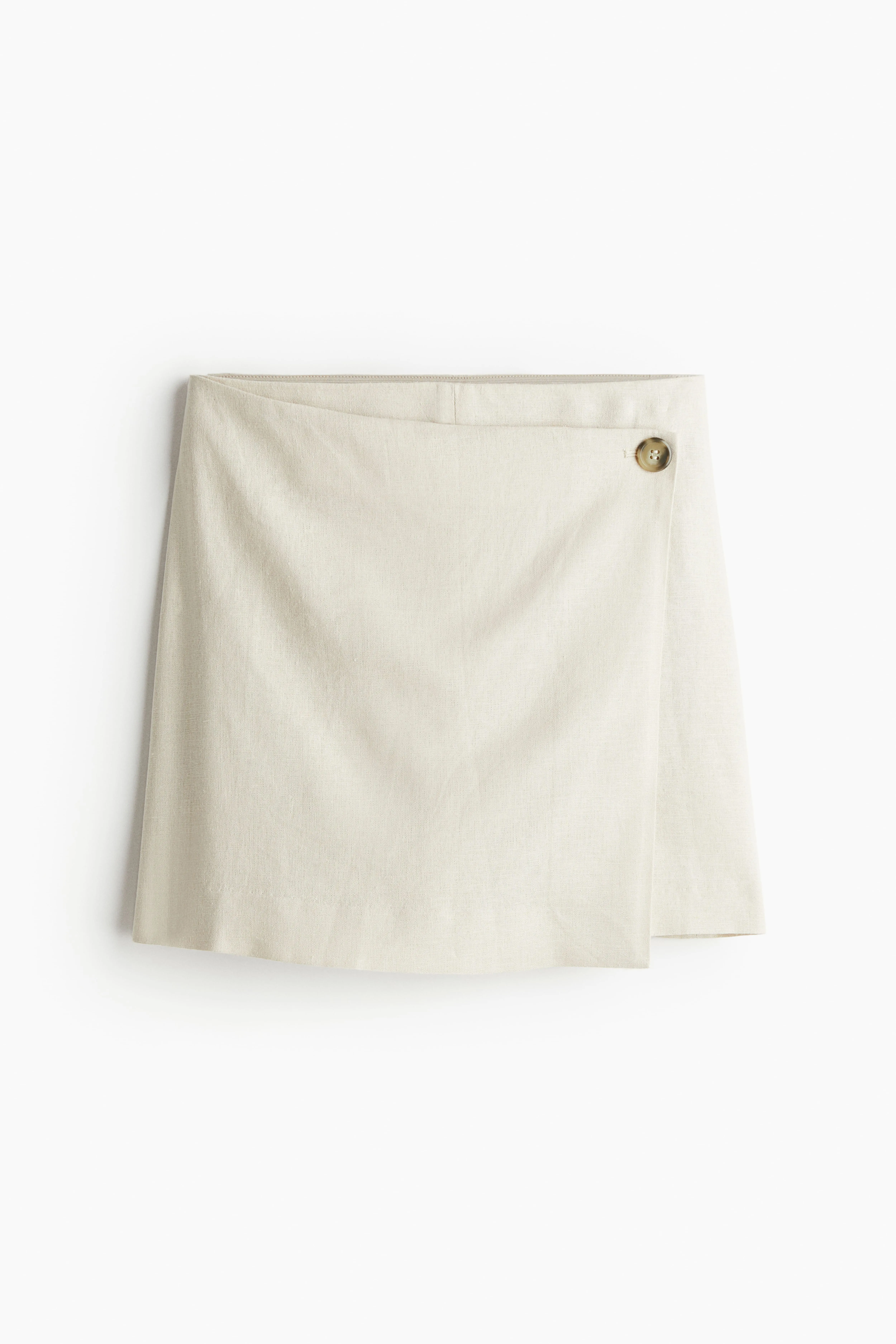 Linen-blend skort - Regular waist - Short - Light beige - Ladies | H&M GB