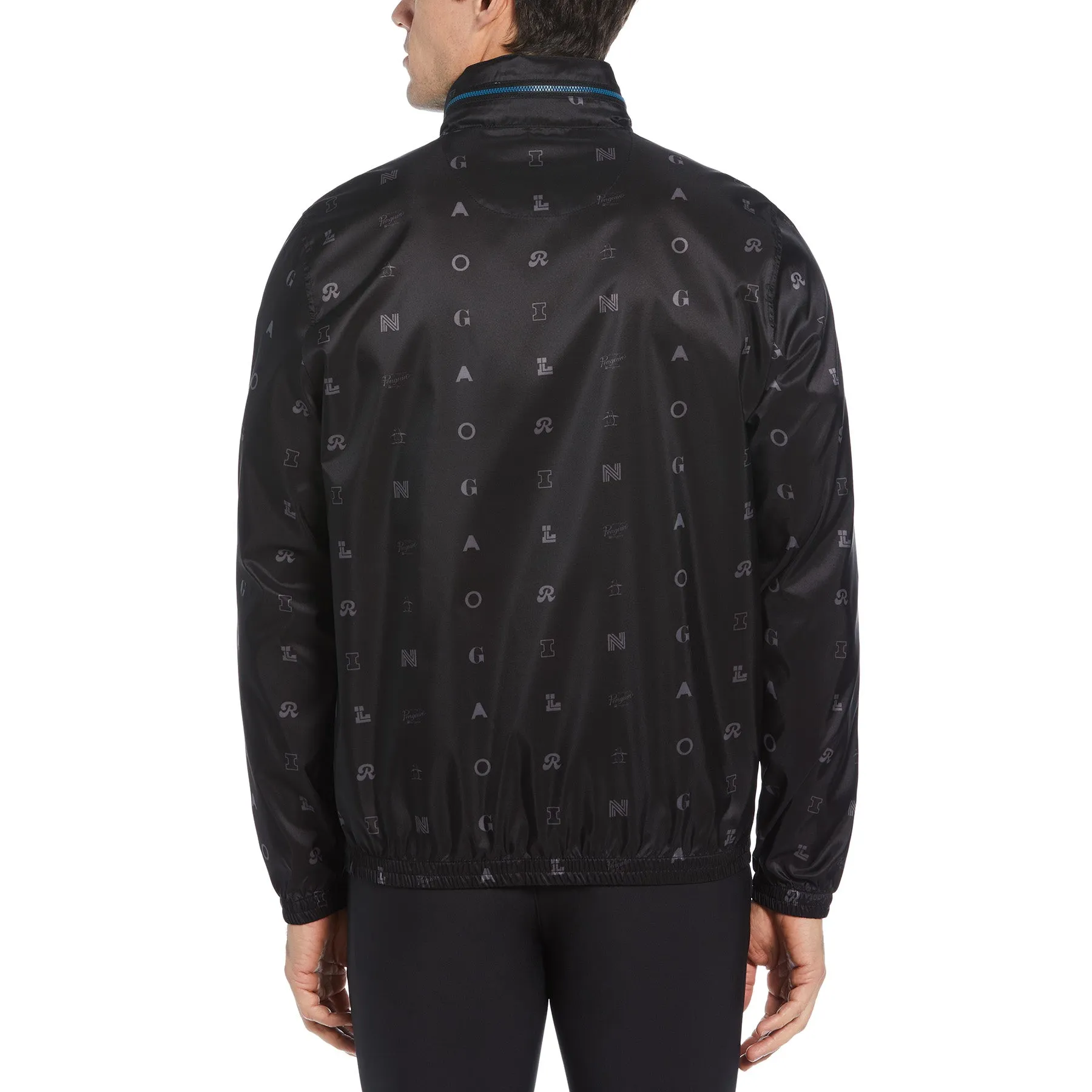 Logo Print Golf Wind Jacket With Hidden Hood In Caviar