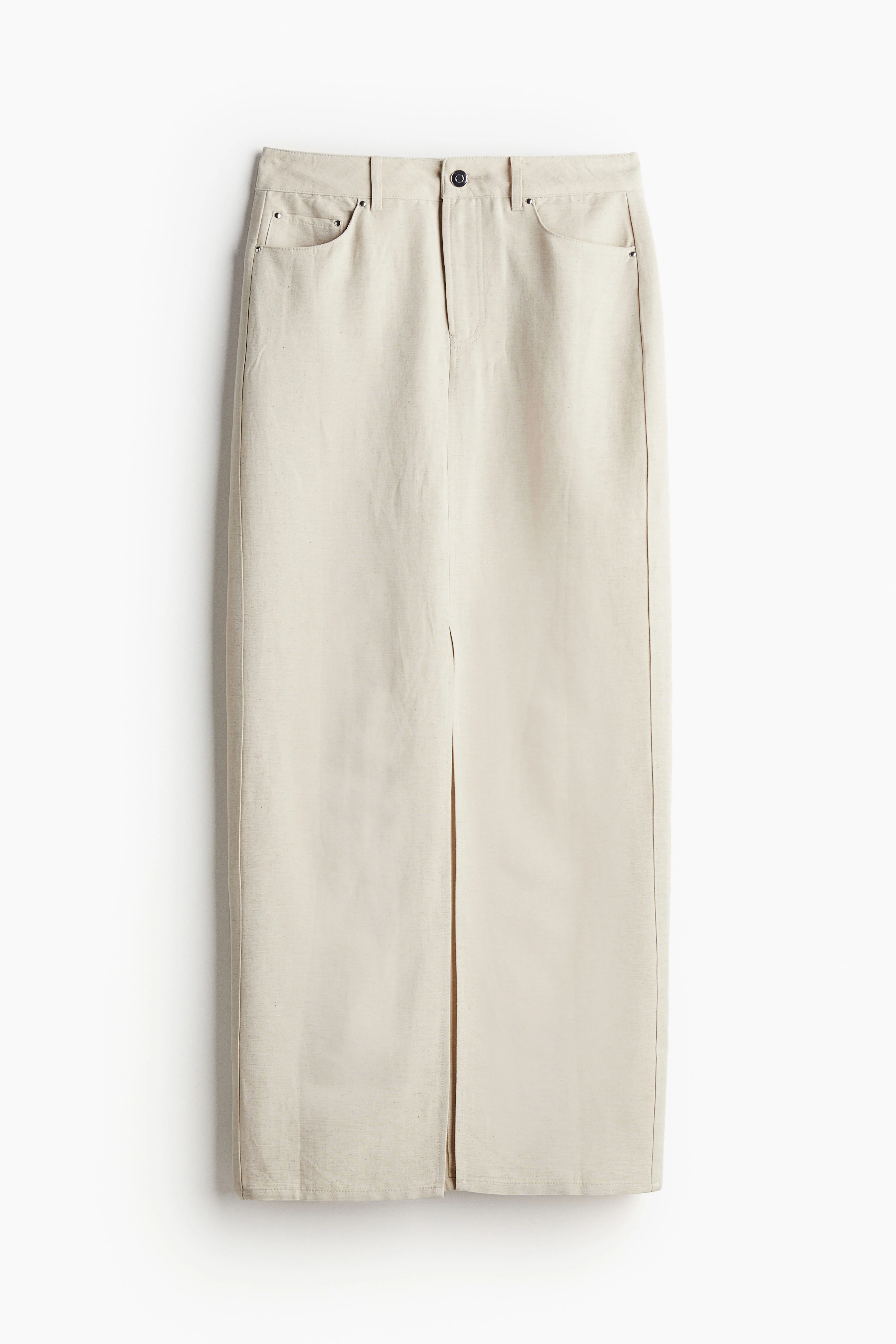 Long linen-blend skirt - Regular waist - Long - Light beige - Ladies | H&M GB