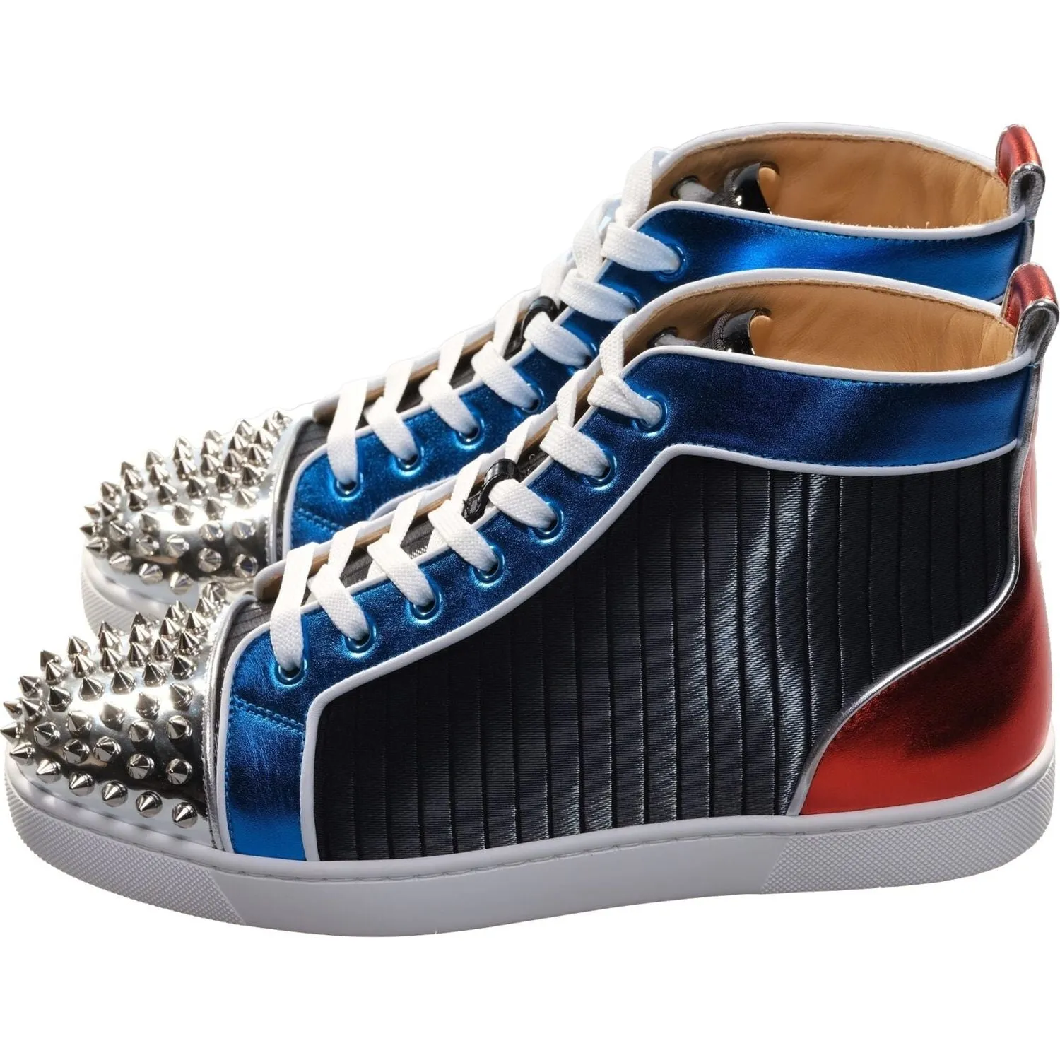 Louis Spikes Orlato Flat Multi Coloured Leather High Top Sneakers