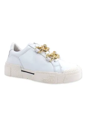 LOVE MOSCHINO Sneaker Catene Gold Donna Bianco JA15795G0FIA0100