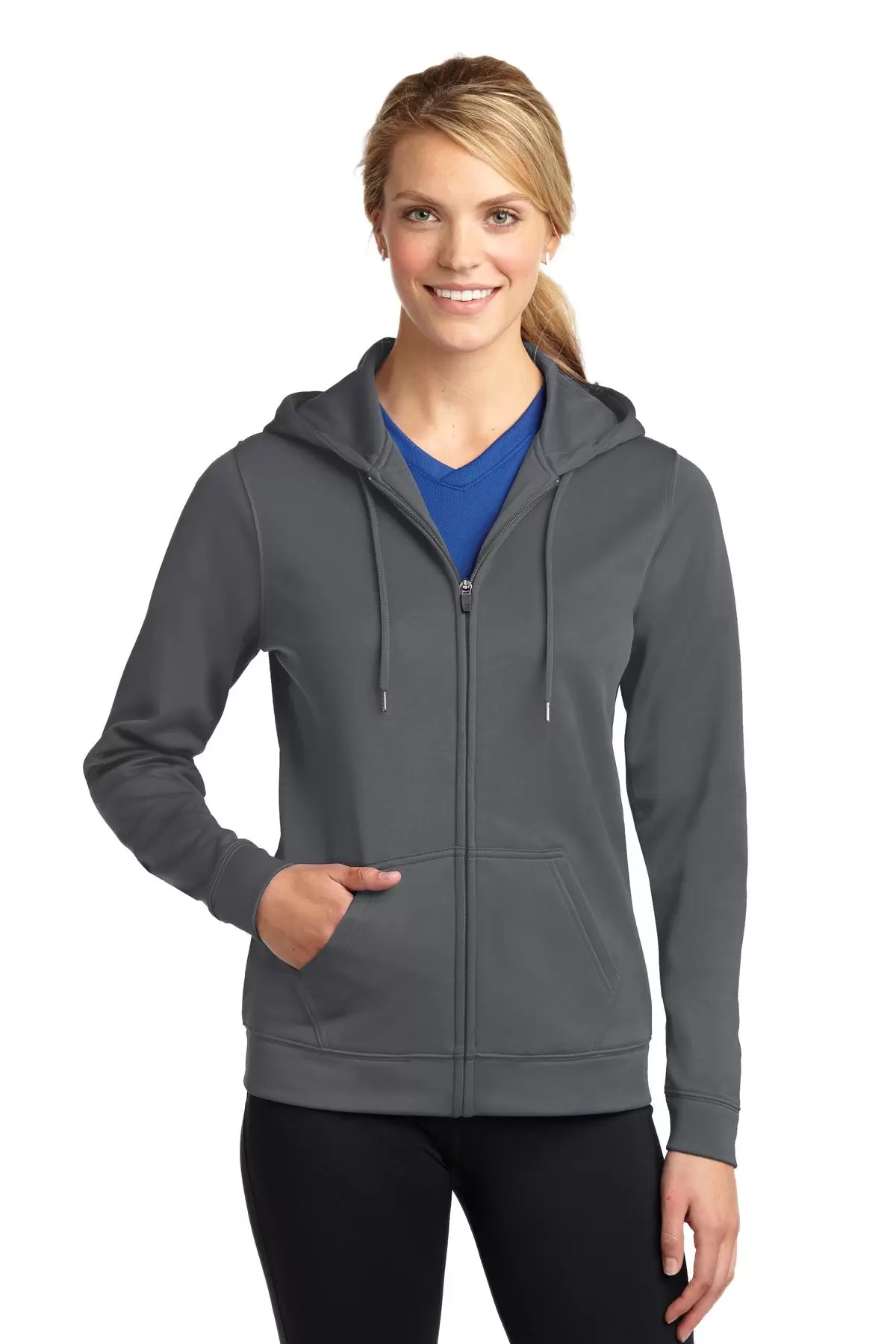 LST238 Sport-Tek® Ladies Sport-Wick® Fleece Full-Zip Hooded Jacket SKU: LST238