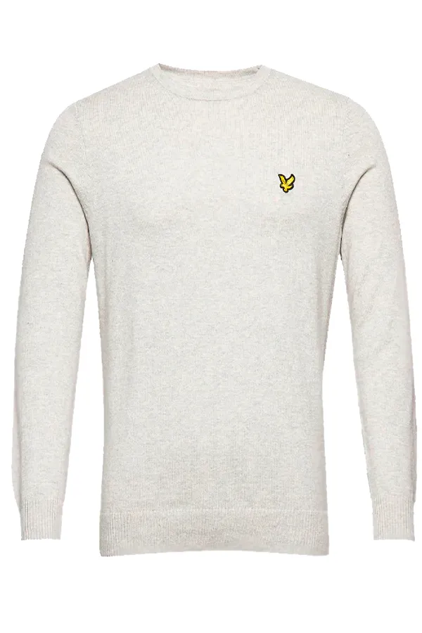 Lyle & Scott Merino Crew Knit Light Grey Marl