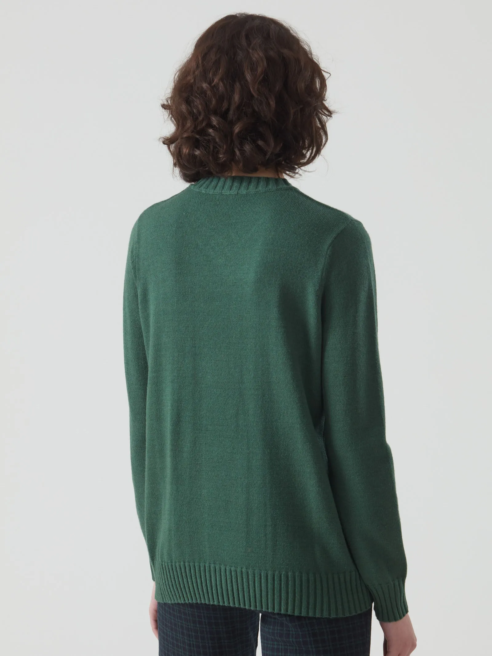 Maglia scollo a V con trecce in fialto Super Soft - Verdone