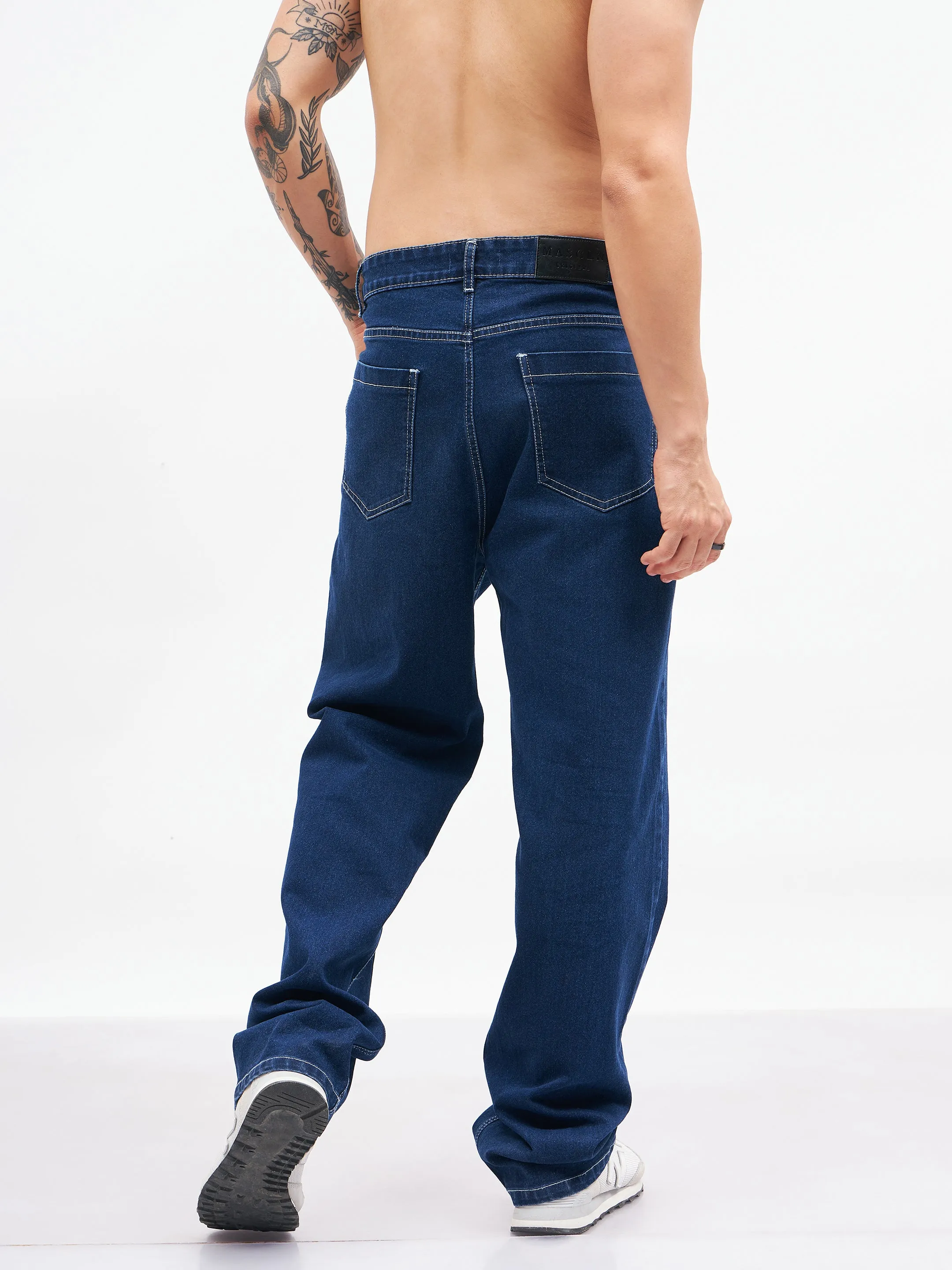 Men Navy Relax Fit Jeans