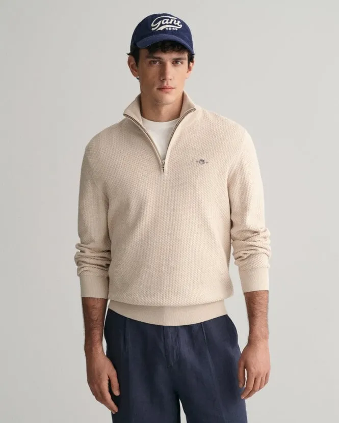 Mens Structured Cotton Half Zip Jumper