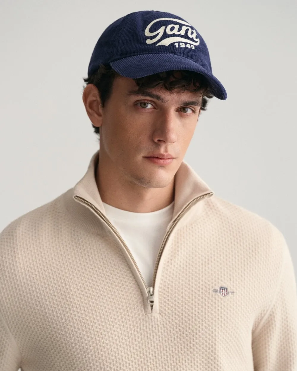 Mens Structured Cotton Half Zip Jumper