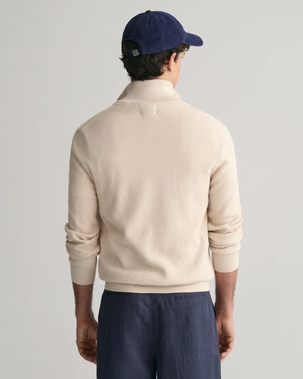 Mens Structured Cotton Half Zip Jumper