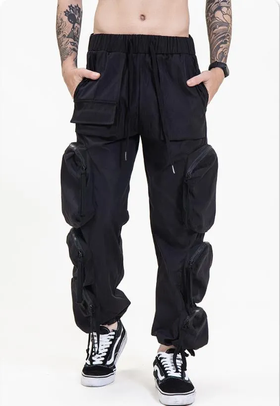 Men's Summer Hip-Hop Fashion Mid-Waist Multi-Pocket Cargo Pants