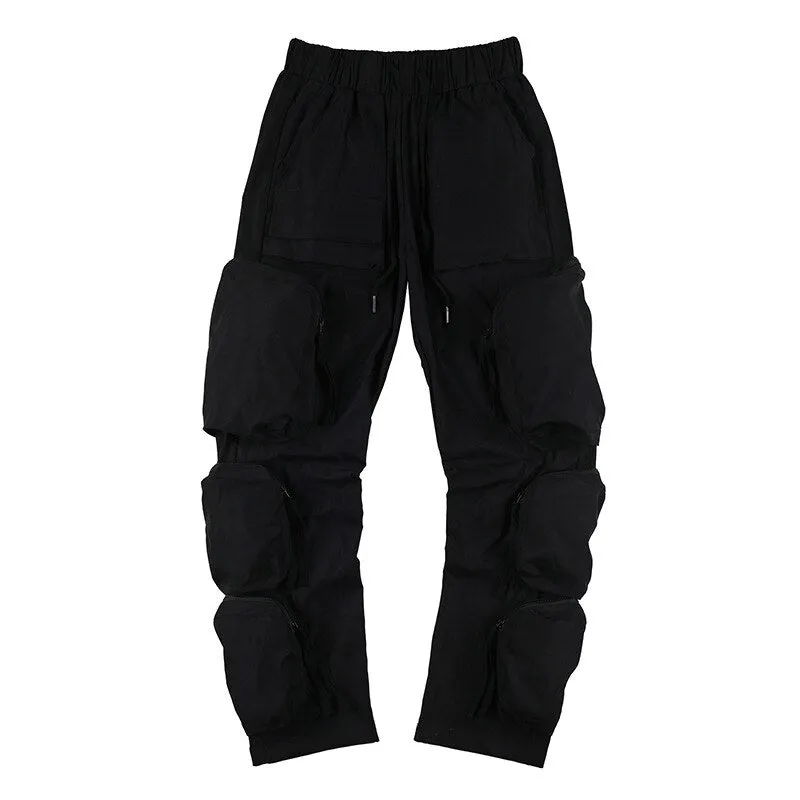 Men's Summer Hip-Hop Fashion Mid-Waist Multi-Pocket Cargo Pants