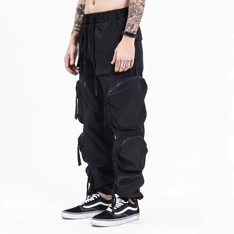 Men's Summer Hip-Hop Fashion Mid-Waist Multi-Pocket Cargo Pants