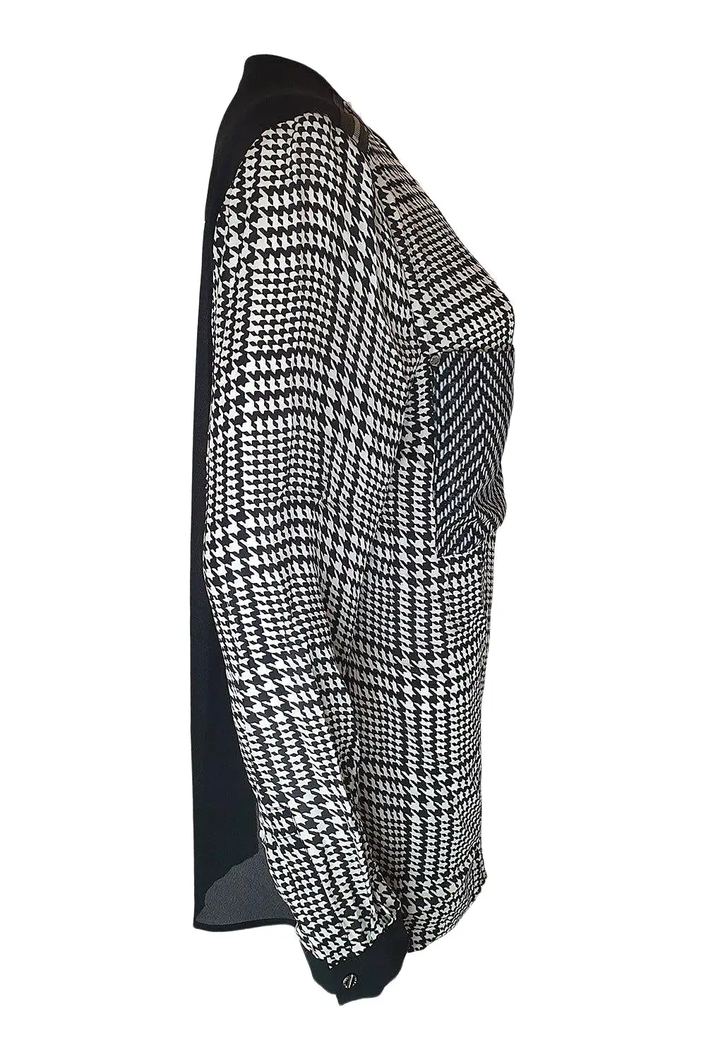 MICHAEL KORS 100% Silk Black and White Dogtooth Check Shirt (L)