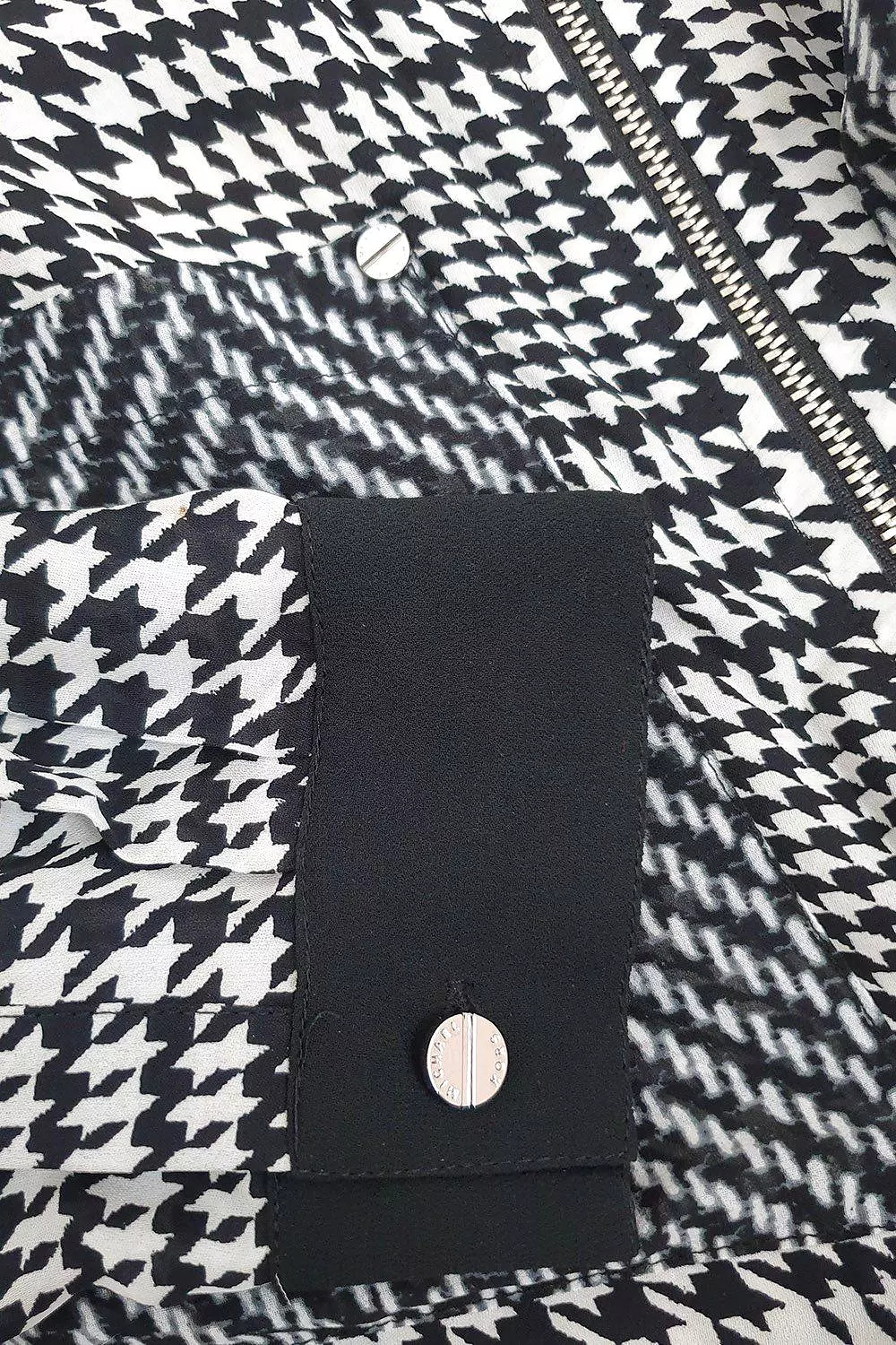 MICHAEL KORS 100% Silk Black and White Dogtooth Check Shirt (L)