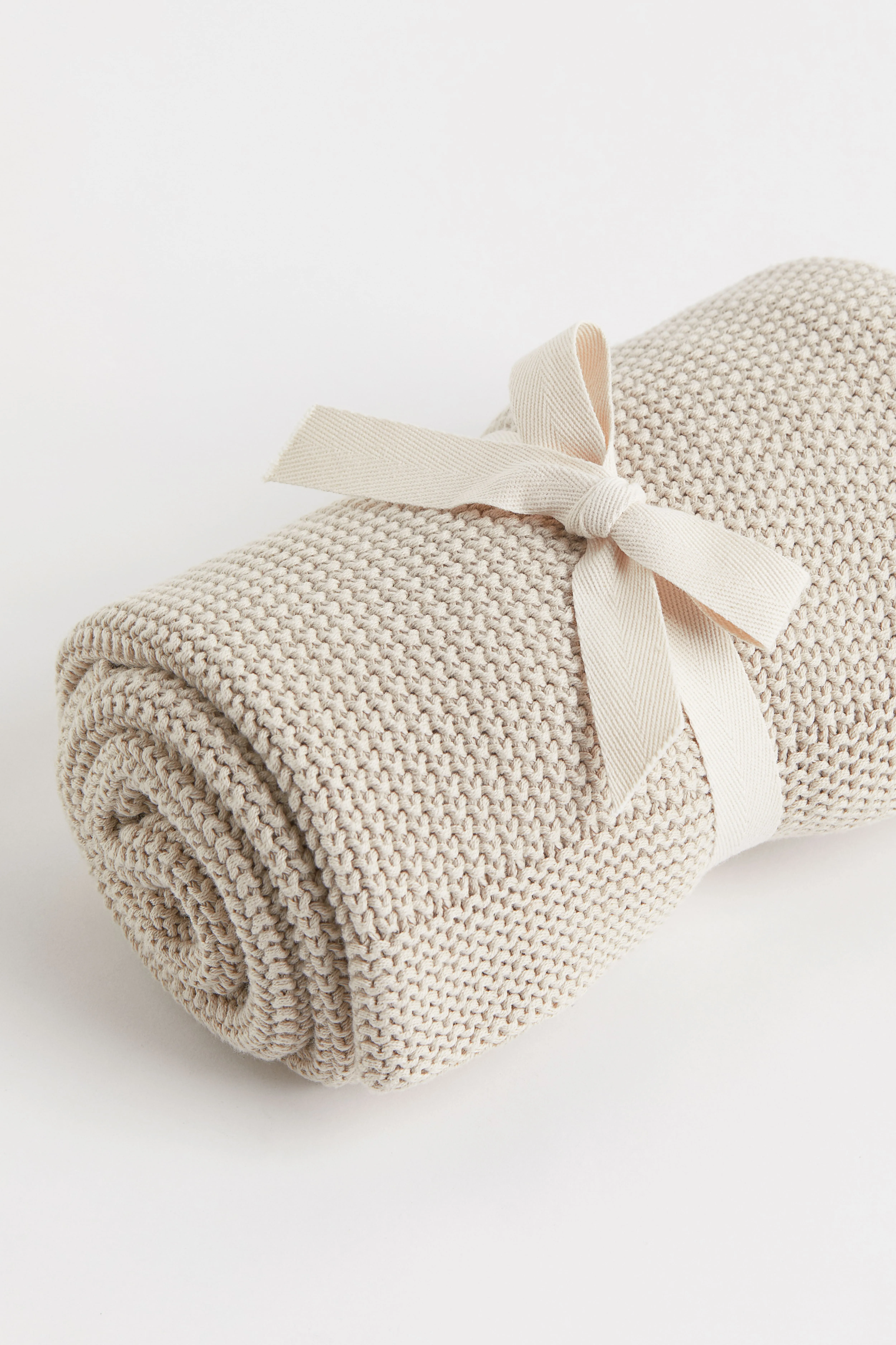 Moss-stitched cotton blanket - Light beige - Home All | H&M GB