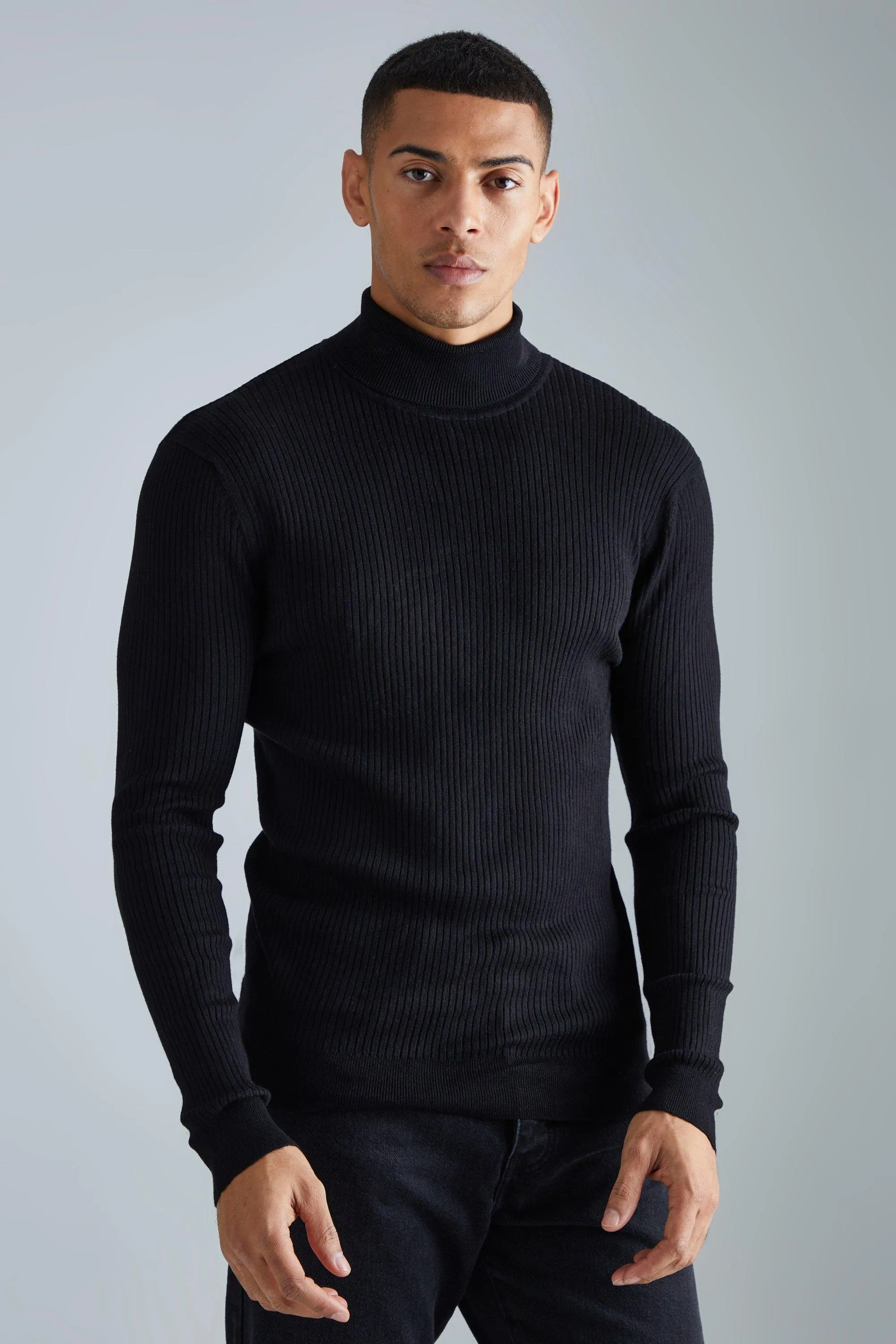 Muscle Turtleneck Ribbed Sweater