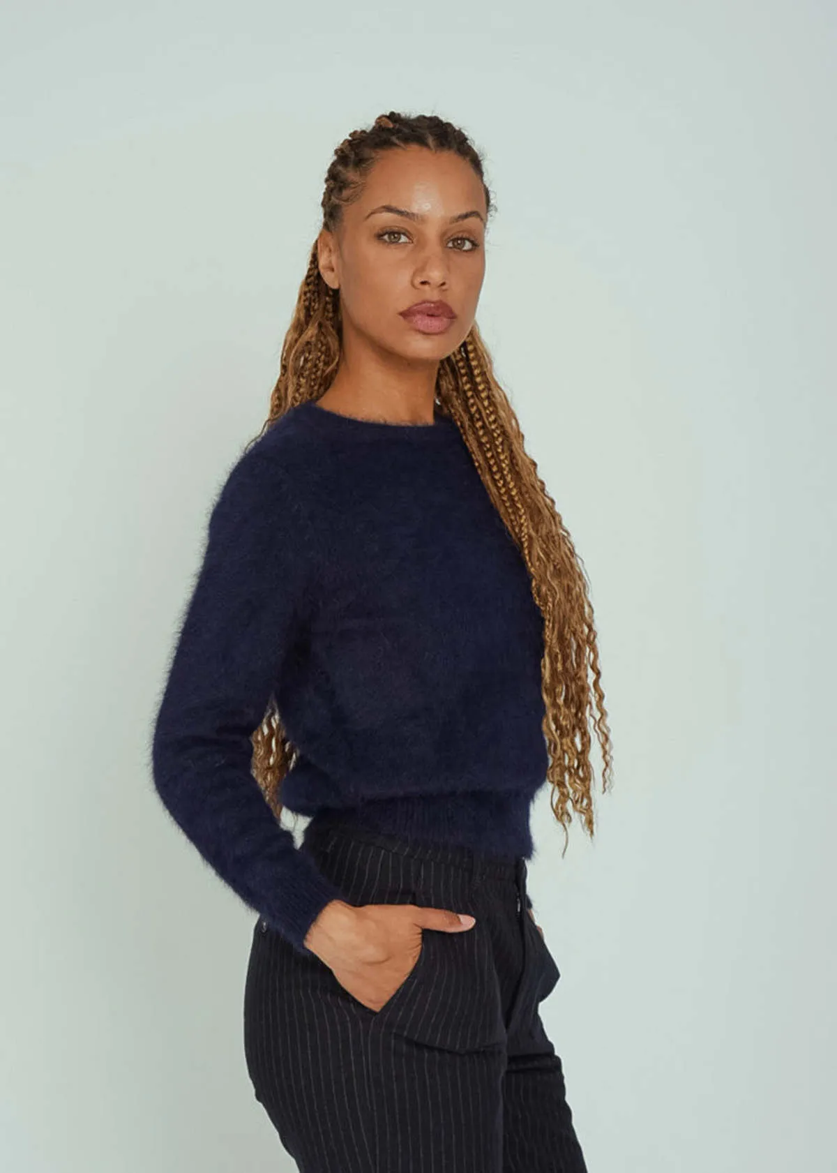 Navy Angora Datti Sweater - Navy