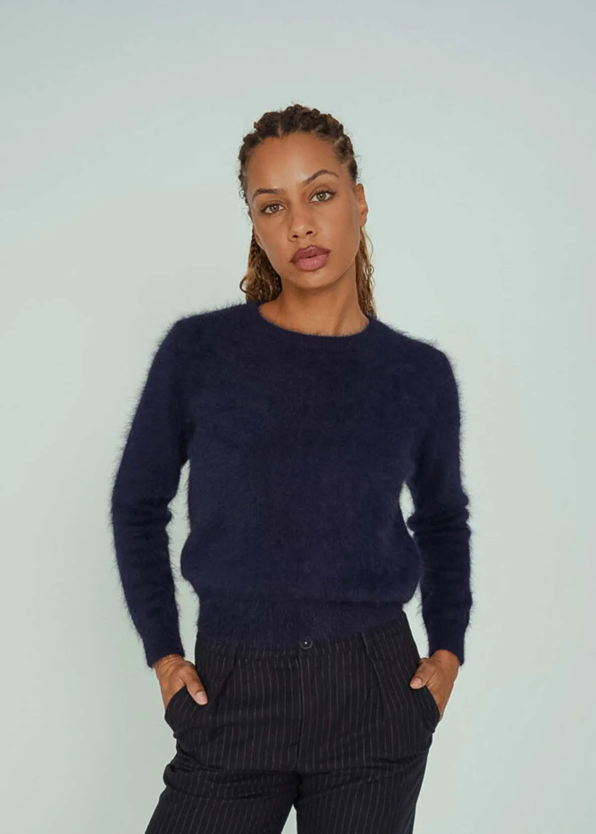 Navy Angora Datti Sweater - Navy