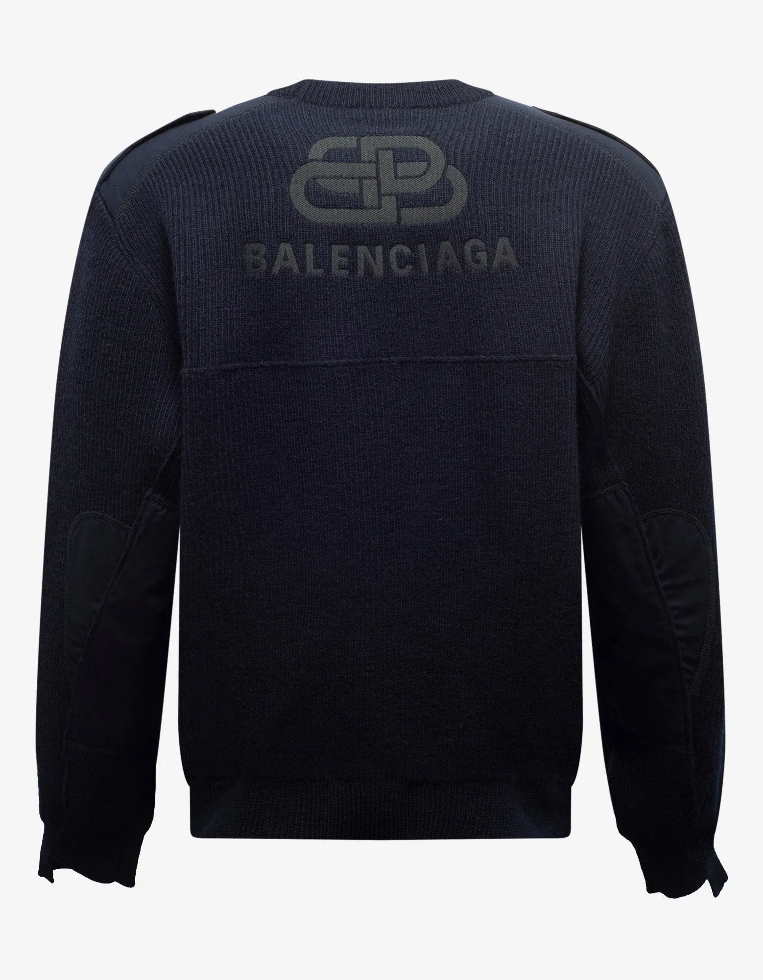 Navy Blue Logo Panelled Sweater -