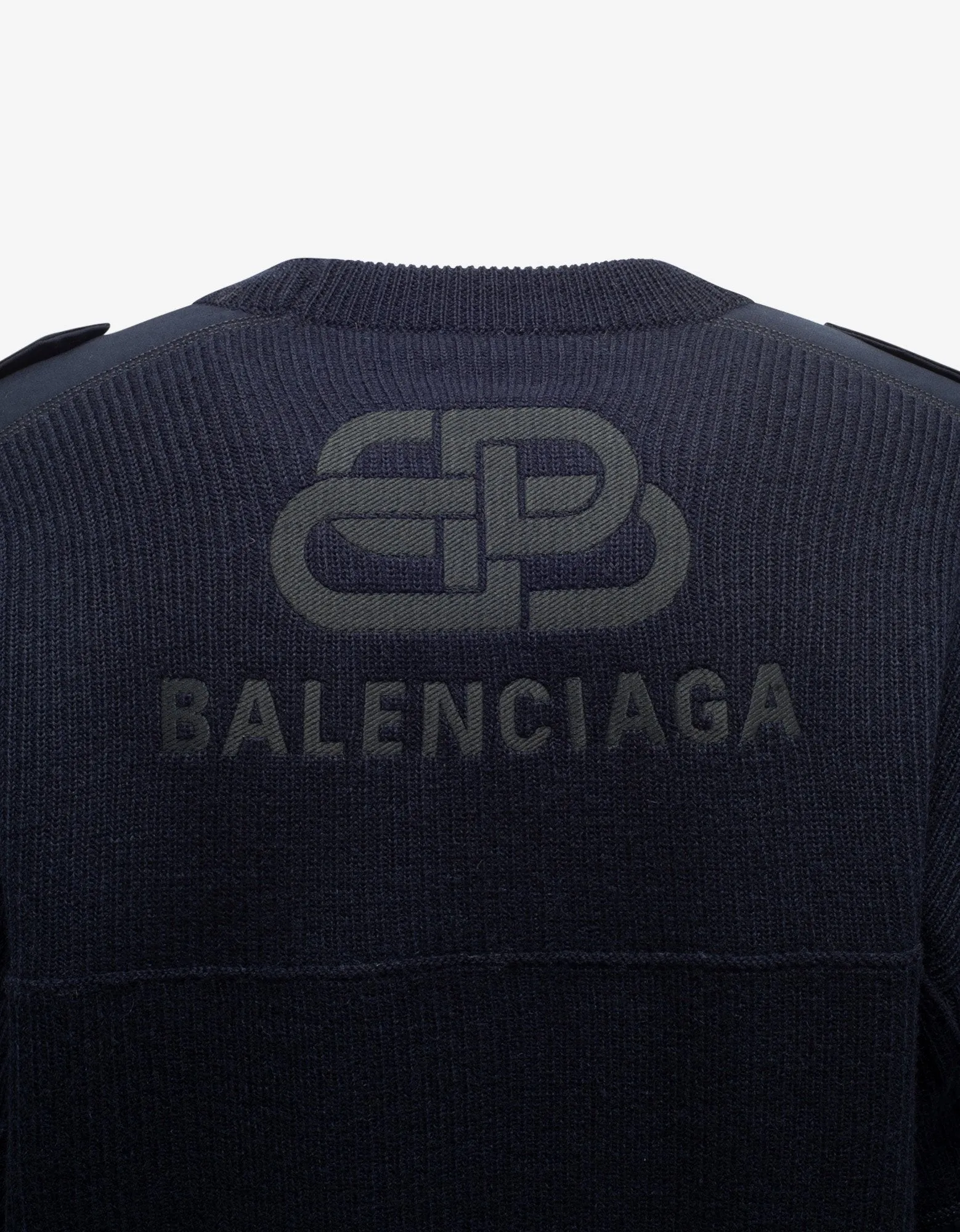 Navy Blue Logo Panelled Sweater -