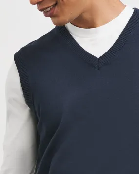 Navy Cotton Sweater Vest