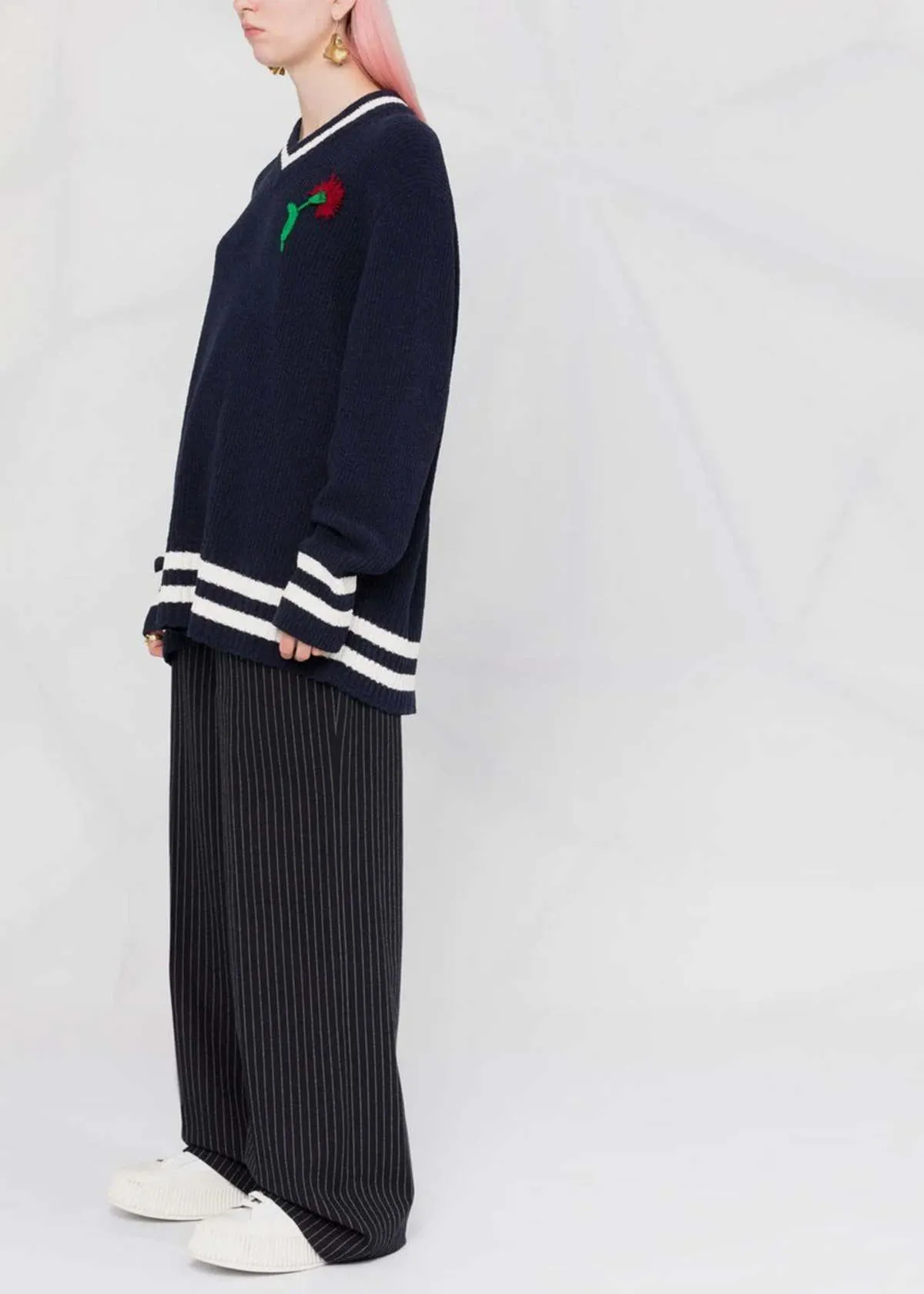 Navy Rib Knit Sweater - Navy