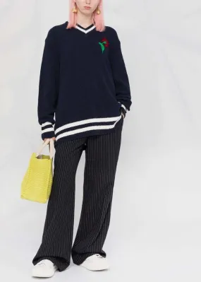 Navy Rib Knit Sweater - Navy