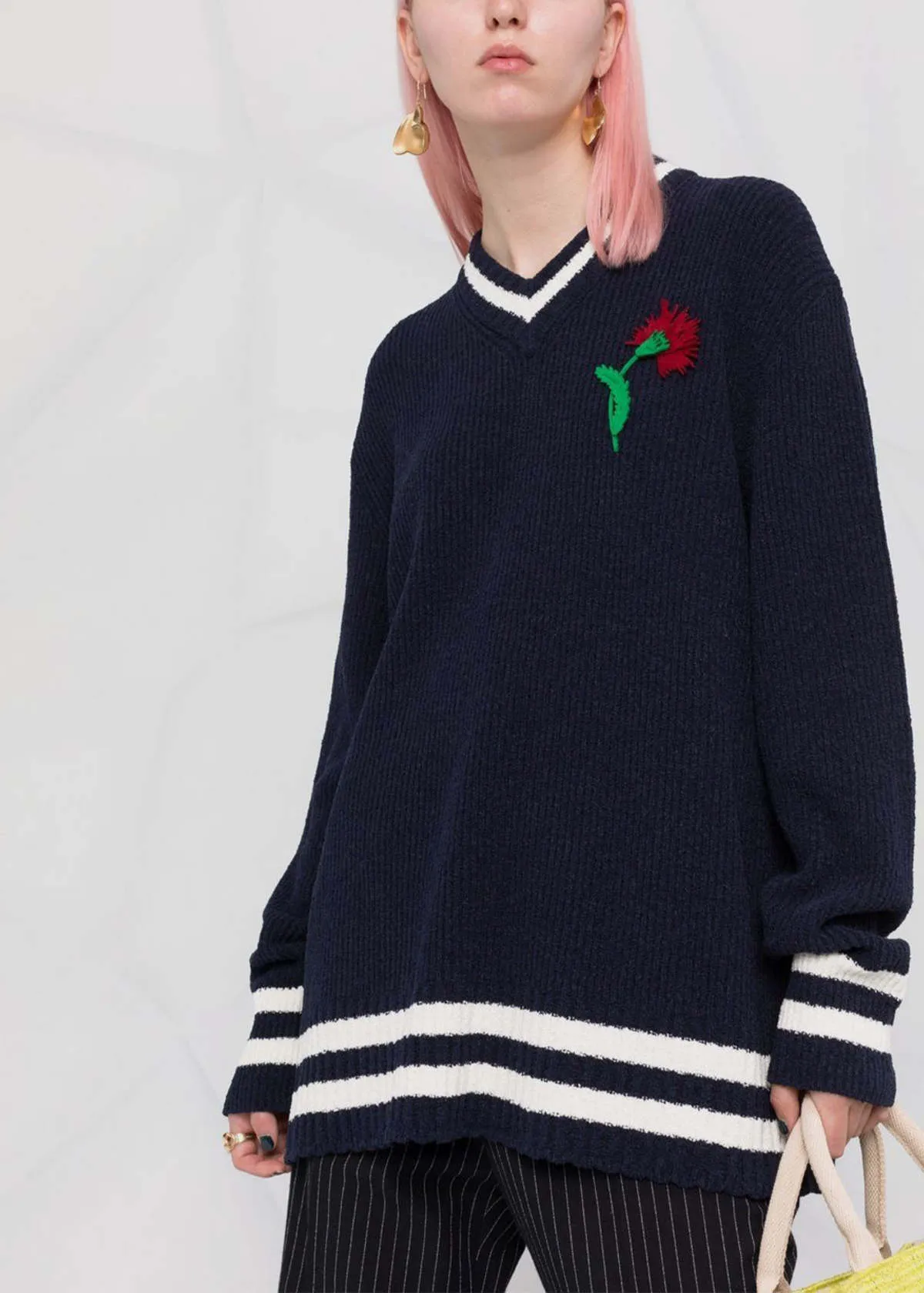 Navy Rib Knit Sweater - Navy