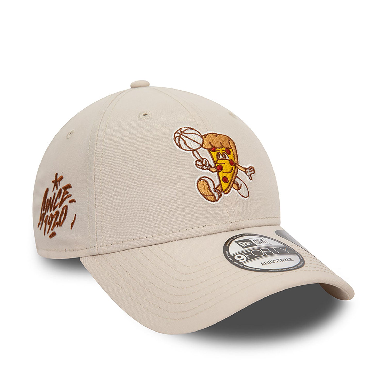 NEW ERA Basketball Pizza Repreve Light Beige 9FORTY Adjustable Cap