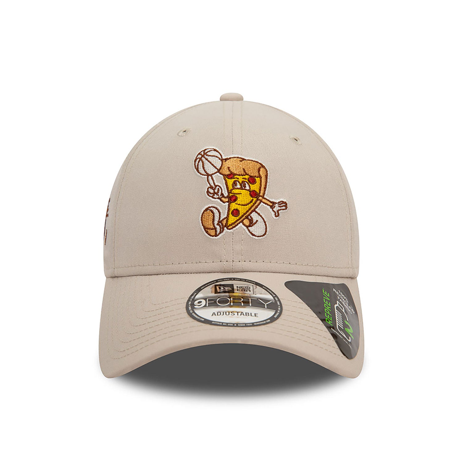 NEW ERA Basketball Pizza Repreve Light Beige 9FORTY Adjustable Cap