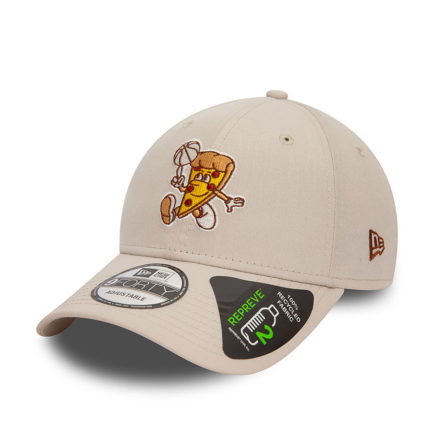 NEW ERA Basketball Pizza Repreve Light Beige 9FORTY Adjustable Cap