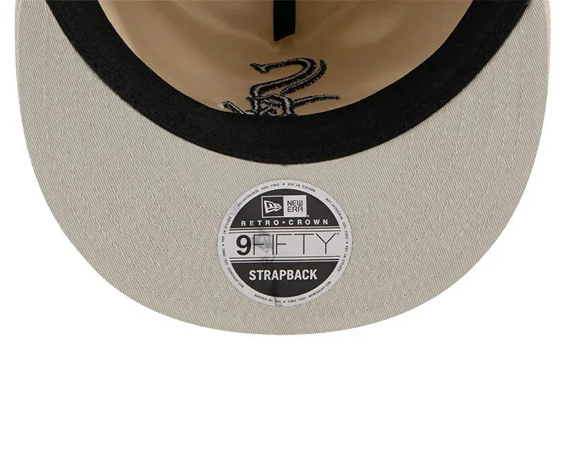 NEW ERA RC9FIFTY OF MLB CHICAGO WHITE SOX BRUSHED NYLON LIGHT BEIGE STRAPBACK CAP