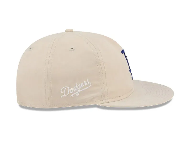 NEW ERA RC9FIFTY OF MLB LOS ANGELES DODGERS BRUSHED NYLON LIGHT BEIGE STRAPBACK CAP