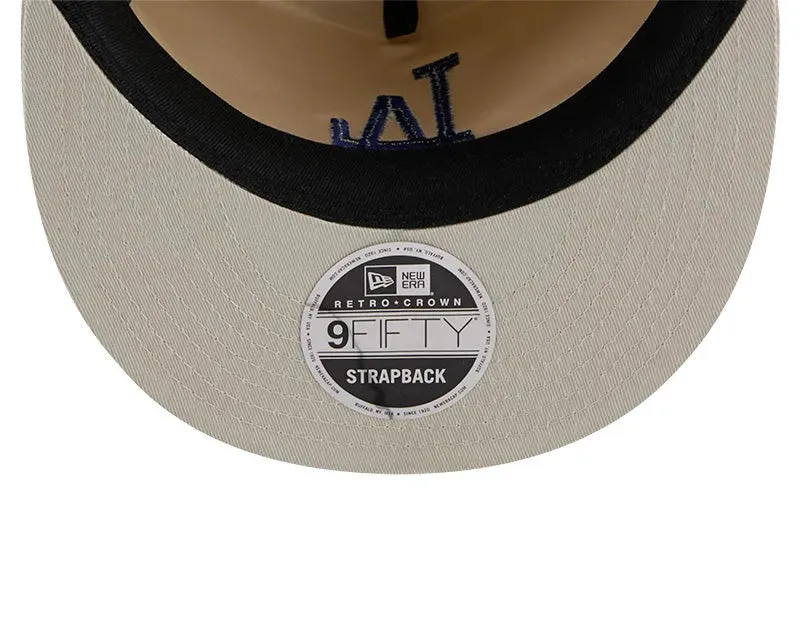 NEW ERA RC9FIFTY OF MLB LOS ANGELES DODGERS BRUSHED NYLON LIGHT BEIGE STRAPBACK CAP