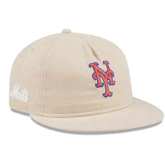 NEW ERA RC9FIFTY OF MLB NEW YORK METS BRUSHED NYLON LIGHT BEIGE STRAPBACK CAP