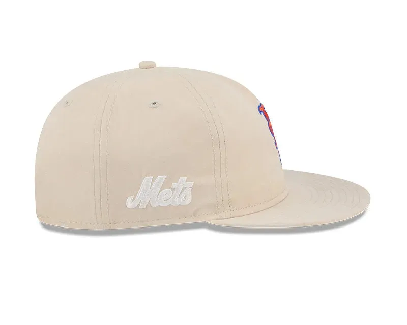 NEW ERA RC9FIFTY OF MLB NEW YORK METS BRUSHED NYLON LIGHT BEIGE STRAPBACK CAP