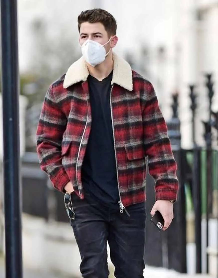 Nick Jonas Street Style Jacket | Nick Jonas Plaid Jacket | Ujackets.com