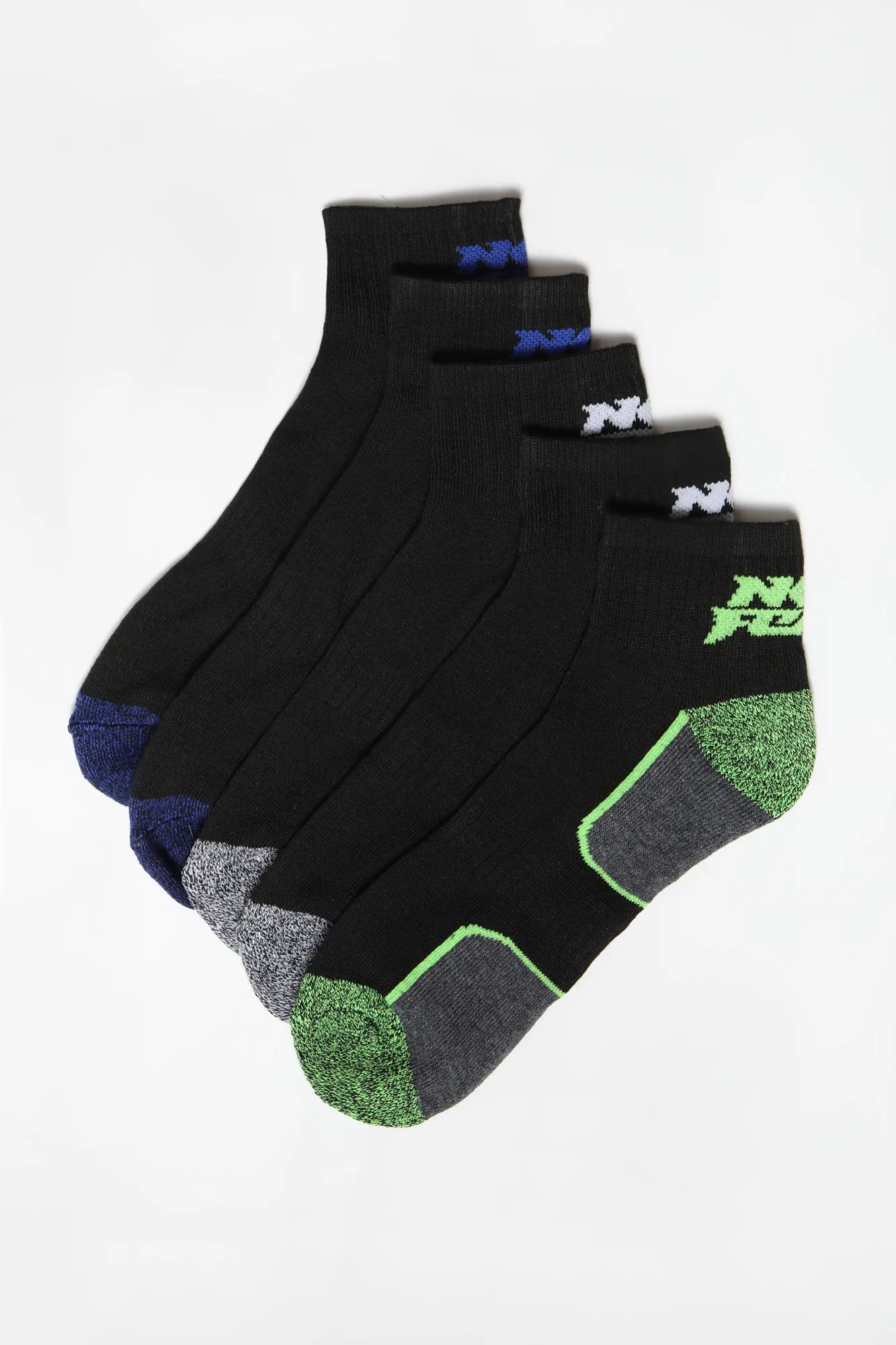 No Fear Mens 5-Pack Athletic Ankle Socks