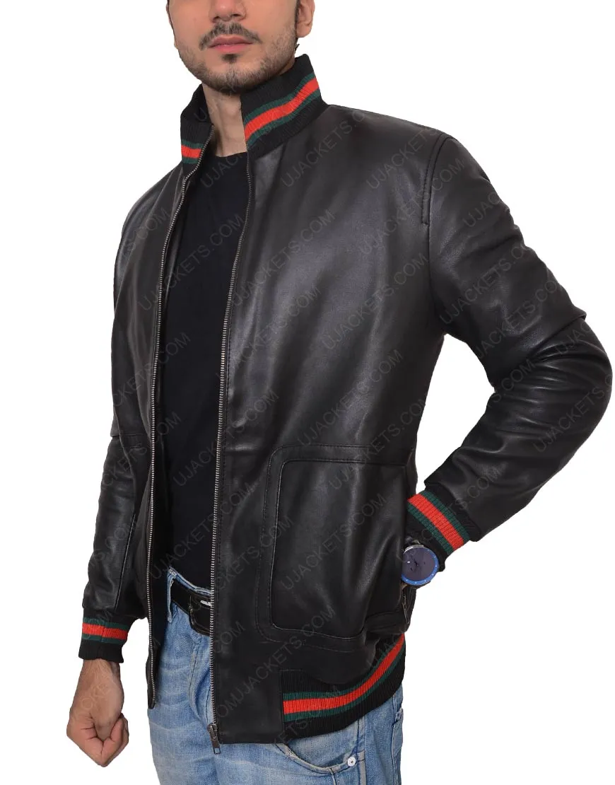 Not Afraid Bomber Eminem Black Leather Jacket |Ujackets