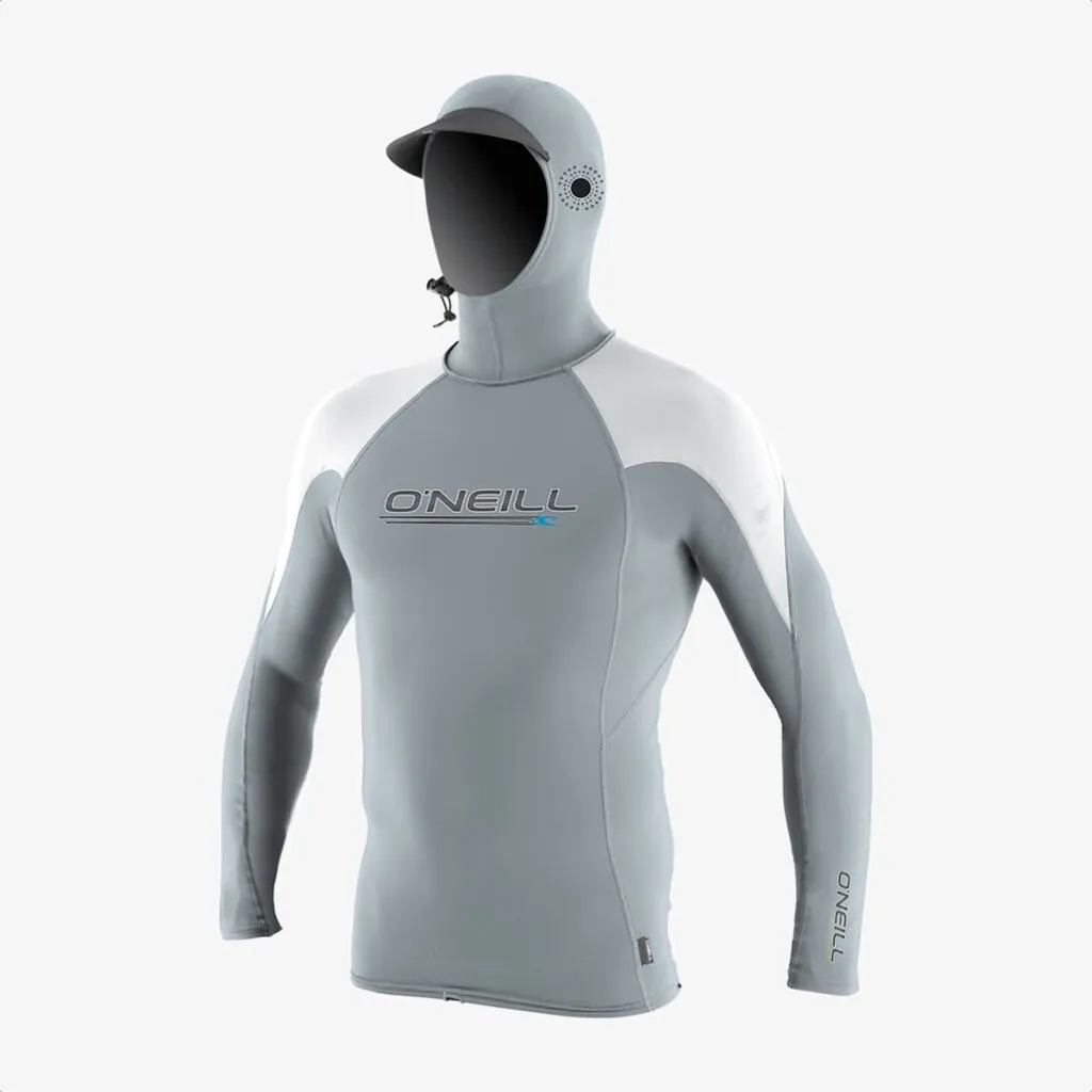 O'Neill Premium Skins O'Zone L/S Rash Guard w/Hood Cool Grey / White / White