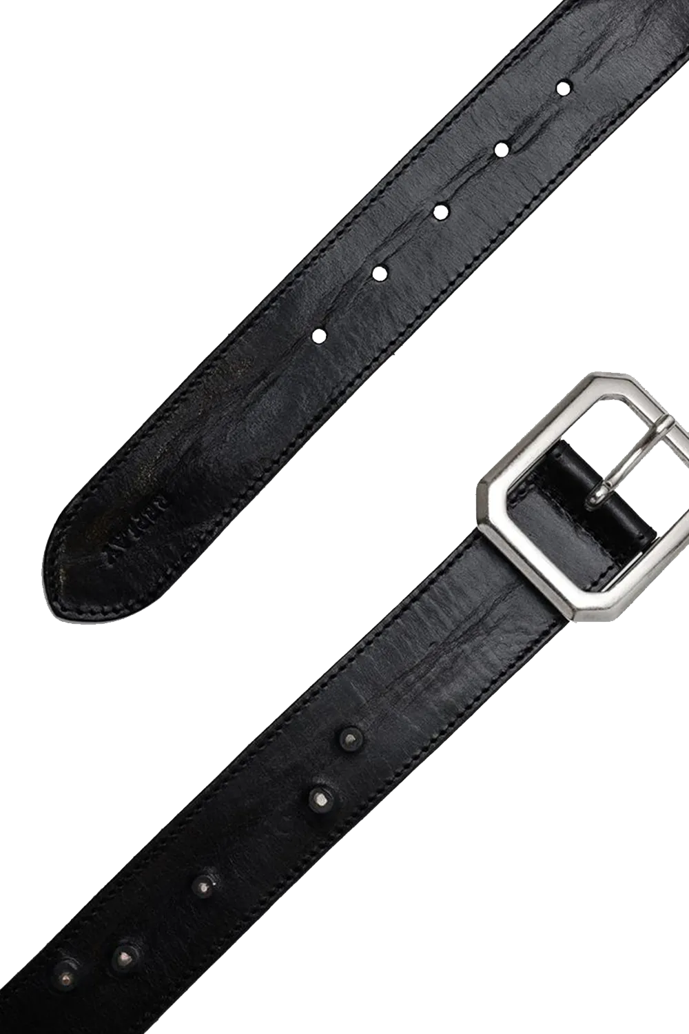 Octagonal Buckle Leather Belt (Black)