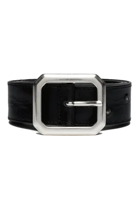 Octagonal Buckle Leather Belt (Black)