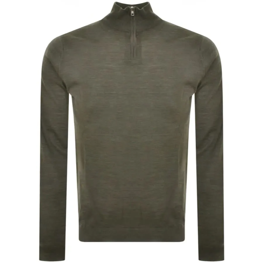 Oliver Sweeney Curragh Half Zip Knit Jumper Khaki