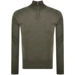 Oliver Sweeney Curragh Half Zip Knit Jumper Khaki