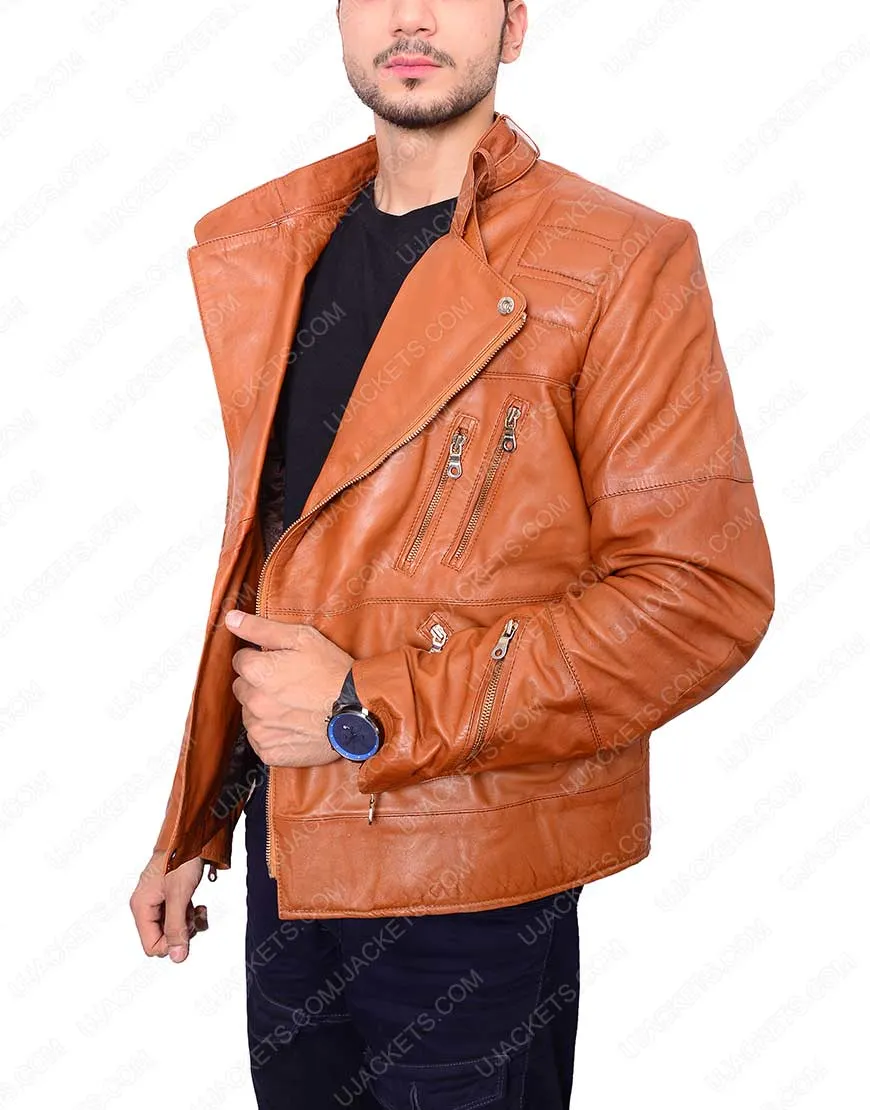 Padded Brown Motorcycle Jacket for Men - ujackets