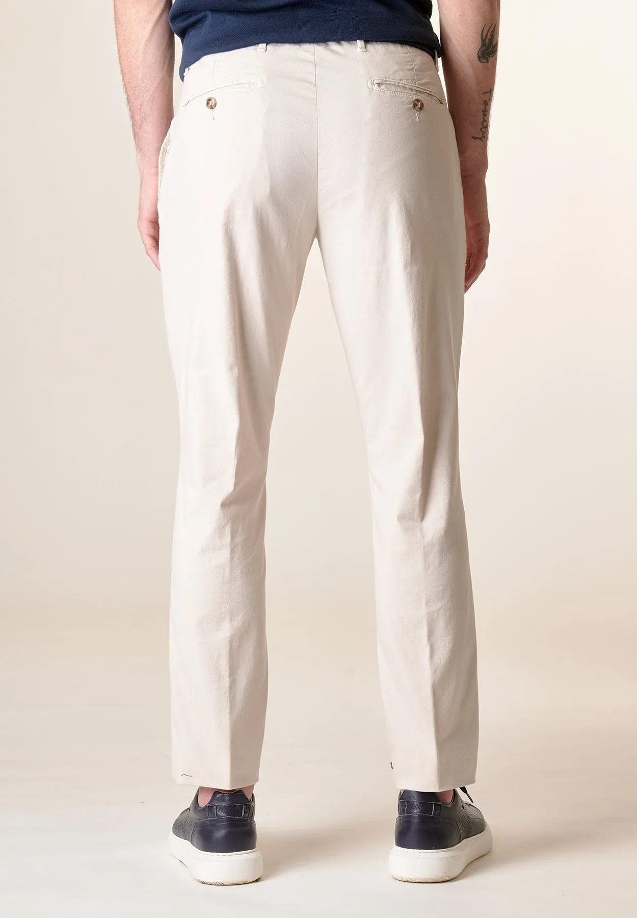 Pantalone beige cotone stretch regular fit