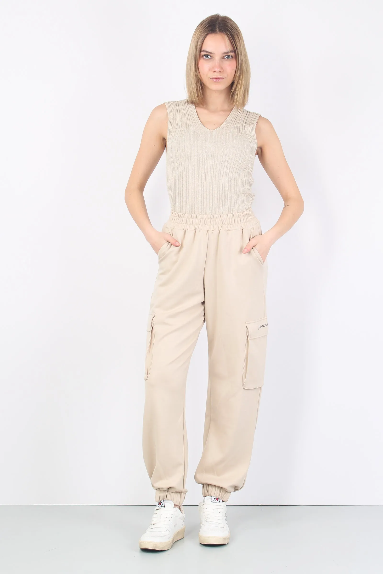 Pantalone Tasconato Modal Beige Sand